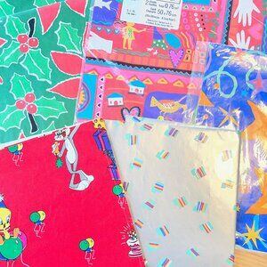 Vintage Gift Wrapping Paper Sheets Bundle